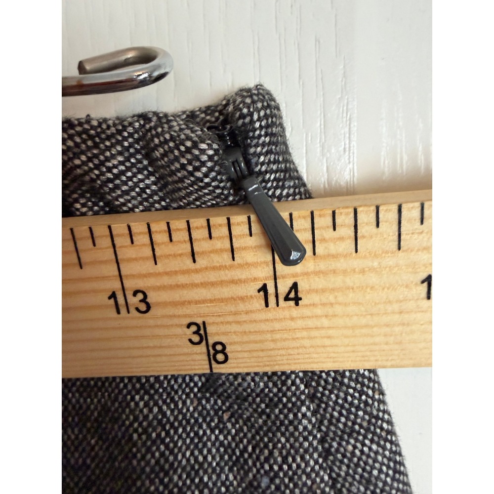 Ann Taylor Trumpet Skirt Women 2 Gray Wool Blend Lace Trim Dark Academia Tweed - Picture 9 of 16